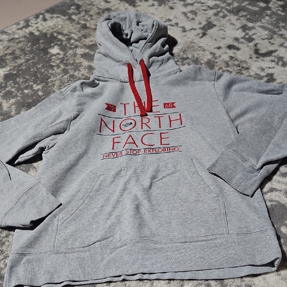 The North Face Tops - The North Face Gray Hoodie with Red Accents Women Size Large